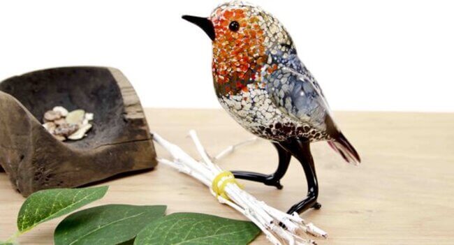 Glazen vogelbeeldje: Vink