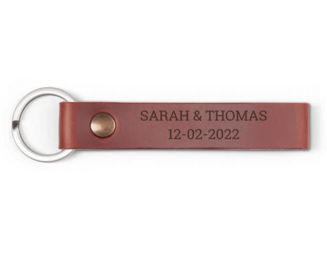 Gepersonaliseerde leren sleutelhanger